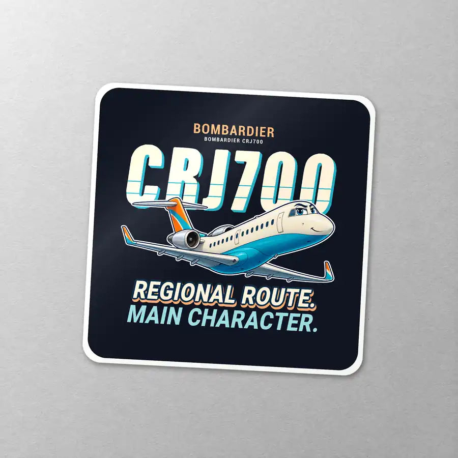 Bombardier CRJ700 - Cartoon - Square Sticker - Close-up