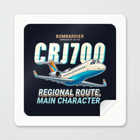 Thumbnail for Bombardier CRJ700 - Cartoon - Square Sticker - Peel