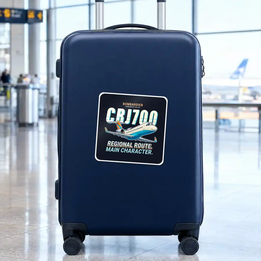 Bombardier CRJ700 - Cartoon - Square Sticker - Suitcase