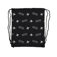 Thumbnail for Bombardier CRJ700 - Drawstring Bag - 3D Pattern - Black
