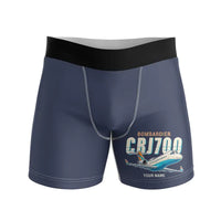 Thumbnail for Bombardier CRJ700 - Men Boxers - Cartoon + Name - Navy Blue