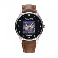 Thumbnail for Bombardier CRJ700 - Poster + Name - Leather Strap - Brown Leather Strap