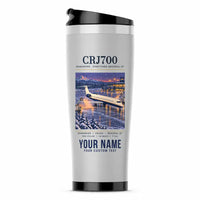 Thumbnail for Bombardier CRJ700 - Poster + Name - Stainless Steel (No Holder) - Light Gray