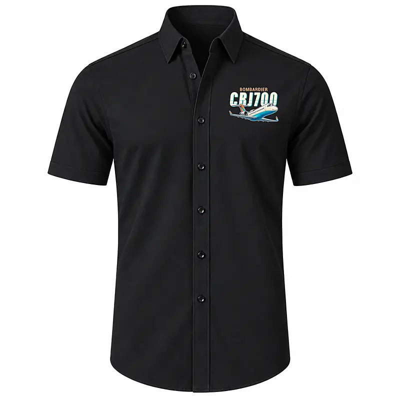 Bombardier CRJ700 - Short Sleeve Shirt - Cartoon - Black