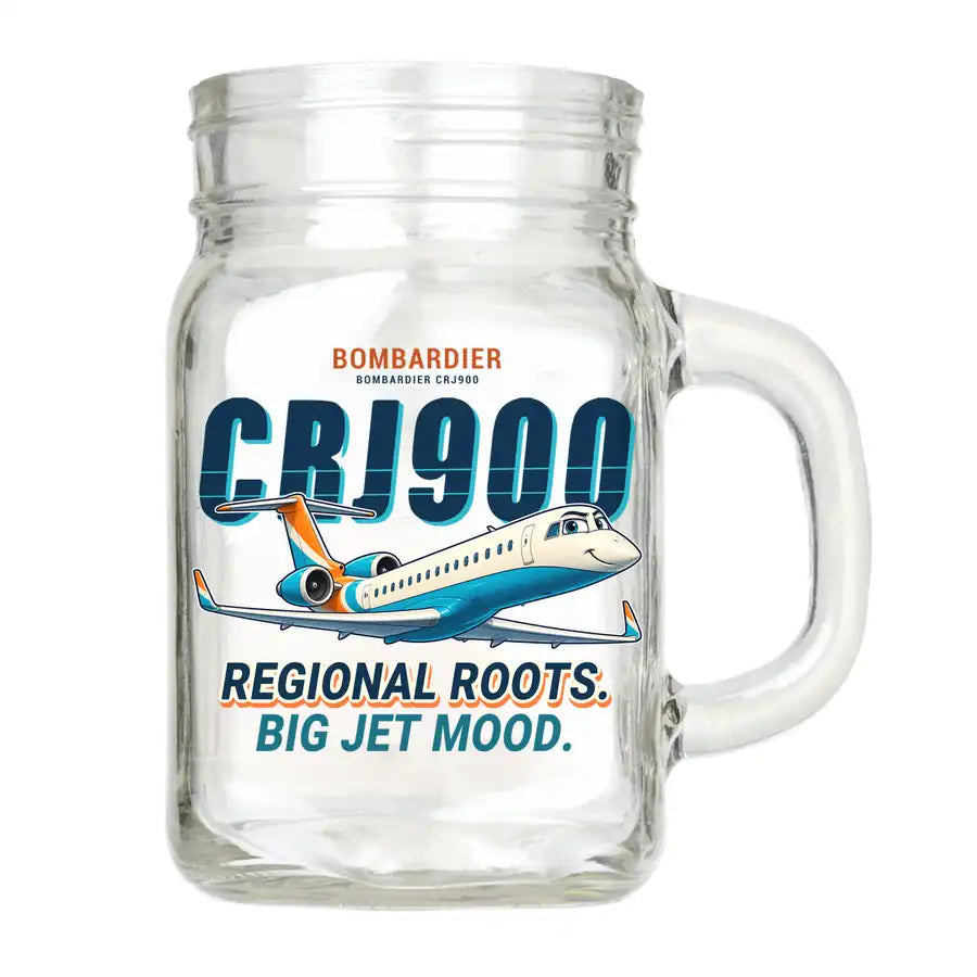 Bombardier CRJ900 - Cartoon - Cocktail Glass (Mason Jar)