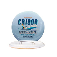 Thumbnail for Bombardier CRJ900 - Cartoon + Name - Pin - Light Blue
