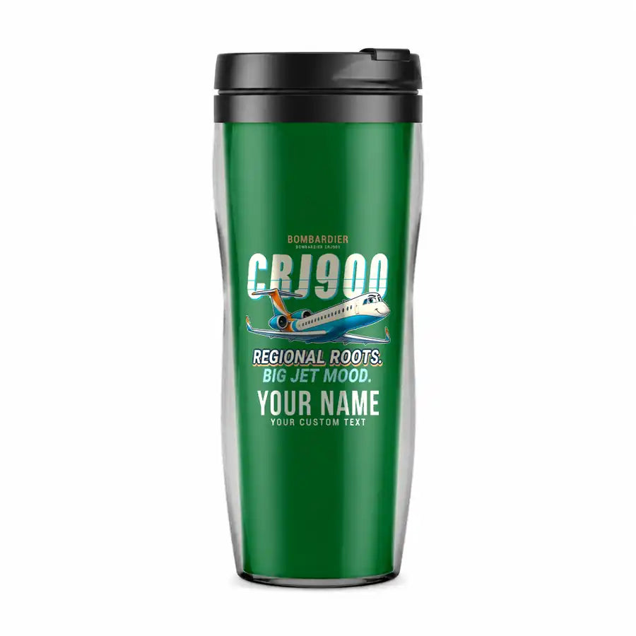 Bombardier CRJ900 - Cartoon + Name - Plastic (No Holder) - Green