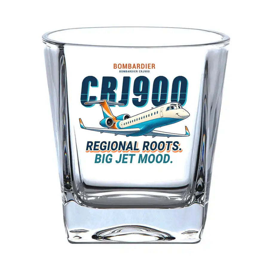 Bombardier CRJ900 - Cartoon - Whiskey Glass