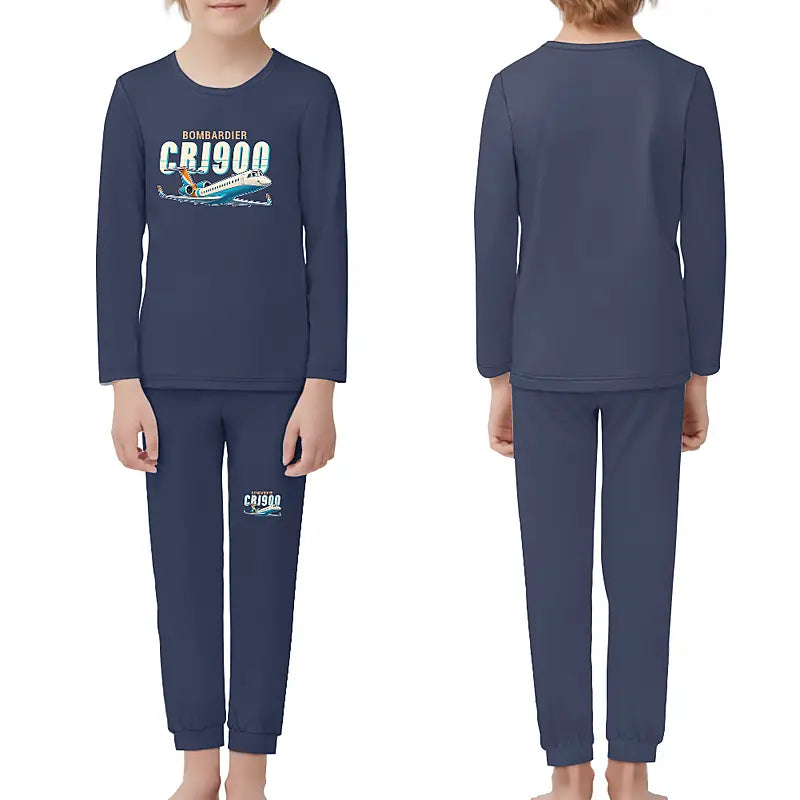 Bombardier CRJ900 - Children Pajamas - Cartoon Chest - Navy Blue
