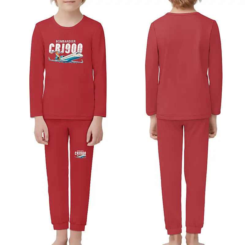 Bombardier CRJ900 - Children Pajamas - Cartoon Chest - Red