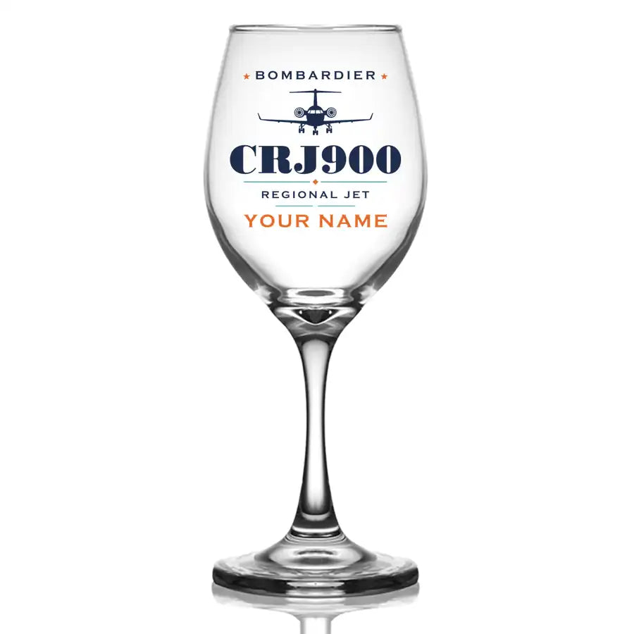 Bombardier CRJ900 - Heritage + Name - Wine Glass