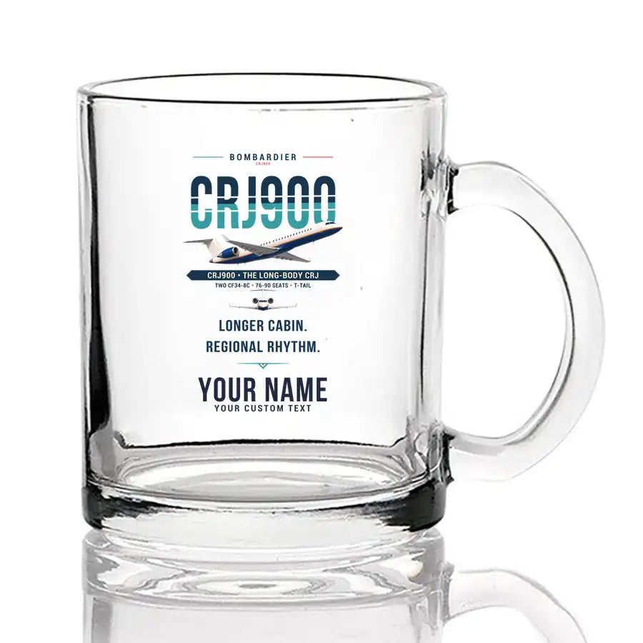 Bombardier CRJ900 - Original + Name - Coffee & Tea Glass