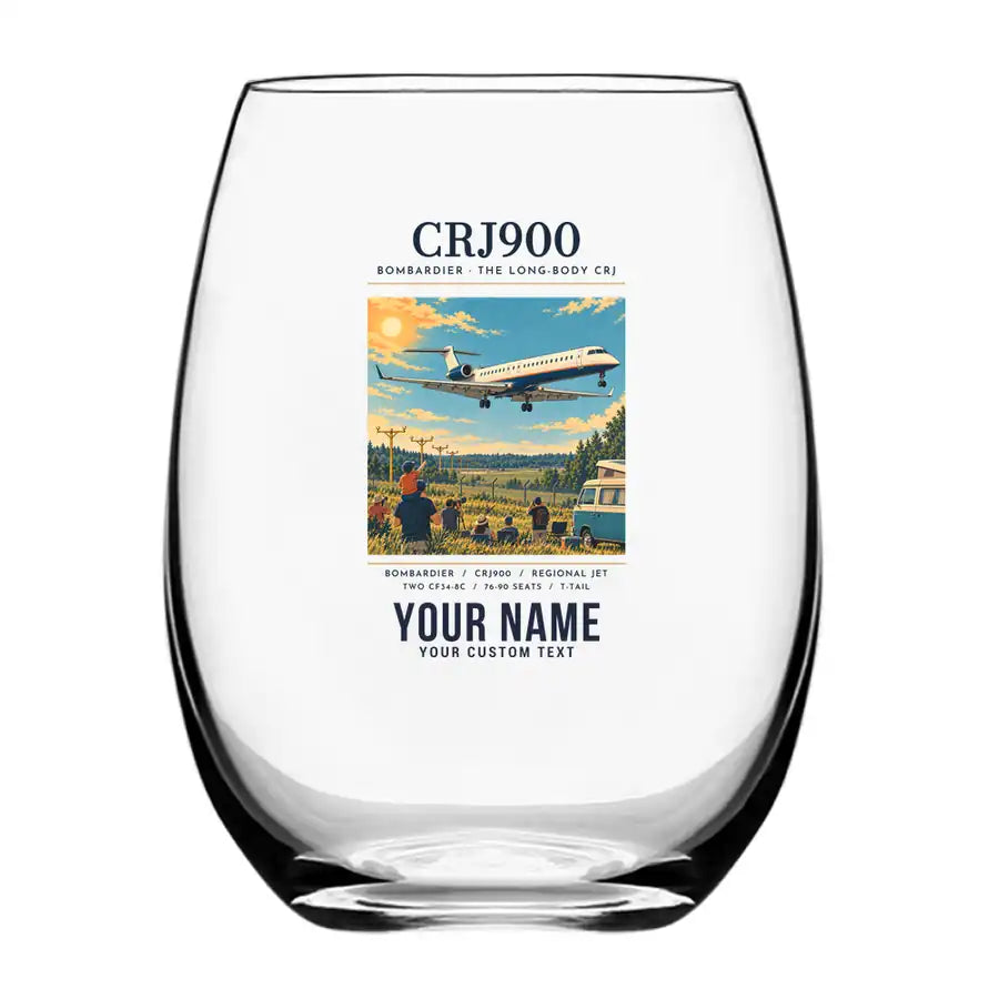 Bombardier CRJ900 - Poster + Name - Water & Drink Glass