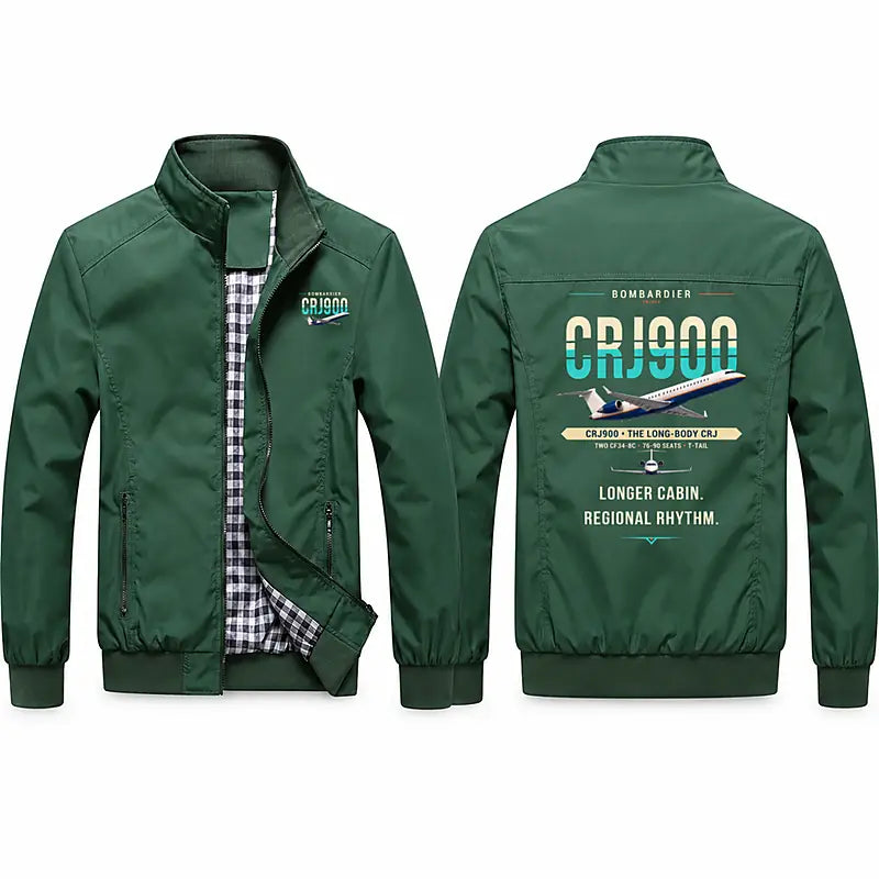 Bombardier CRJ900 Stylish Jackets - Stand Collar - Original - Green