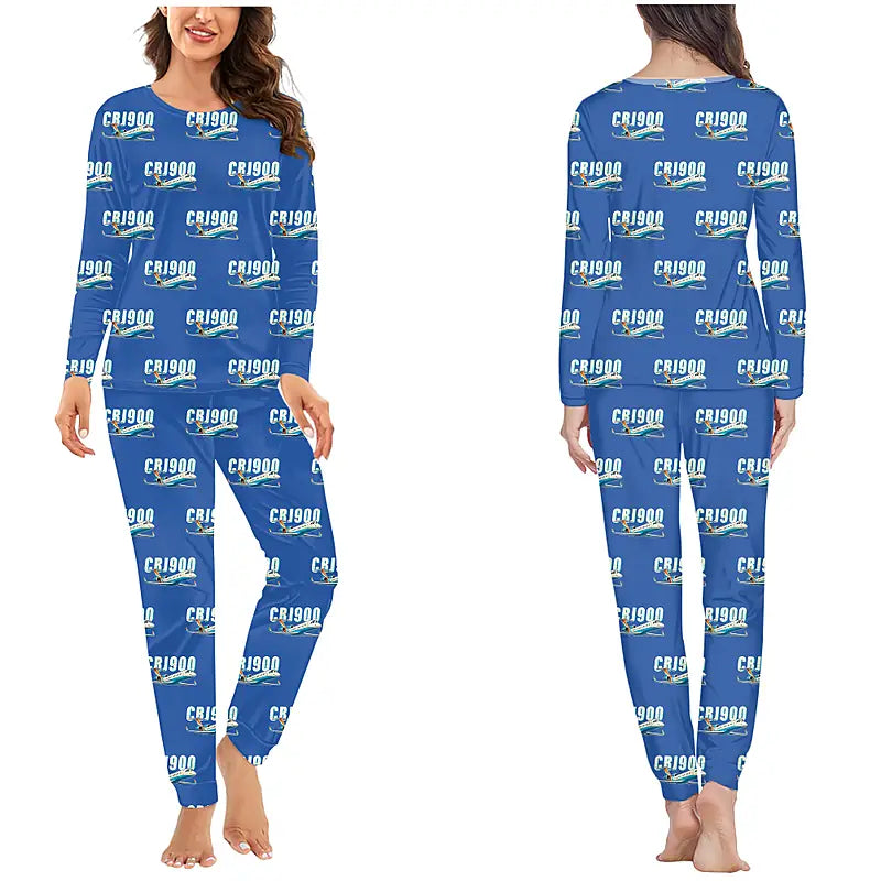 Bombardier CRJ900 - Women Pajamas - Cartoon Pattern - Blue