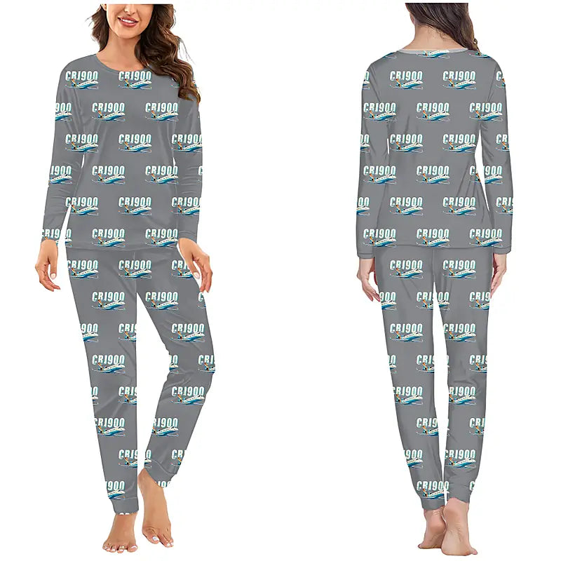 Bombardier CRJ900 - Women Pajamas - Cartoon Pattern - Gray