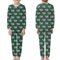 Thumbnail for Bombardier Challenger 300 - Children Pajamas - Cartoon Pattern - Dark Green