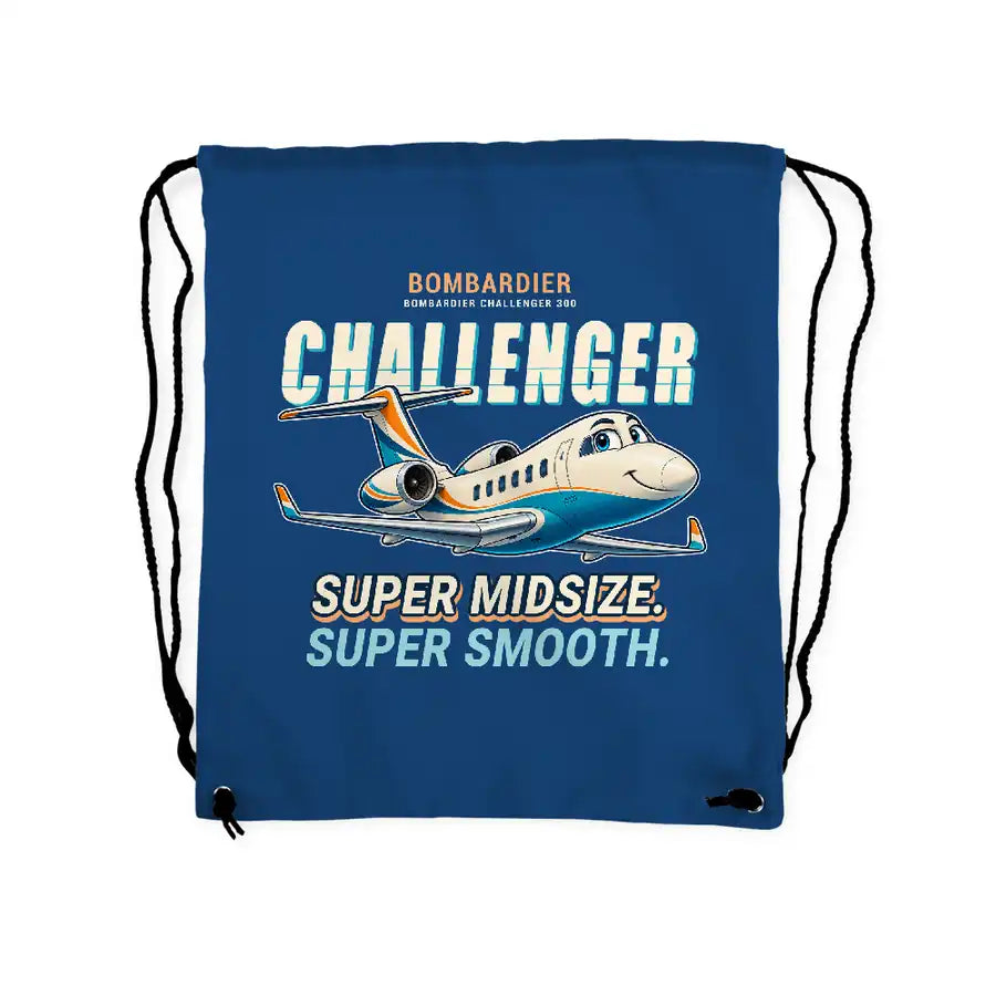Bombardier Challenger 300 - Drawstring Bag - Cartoon - Blue