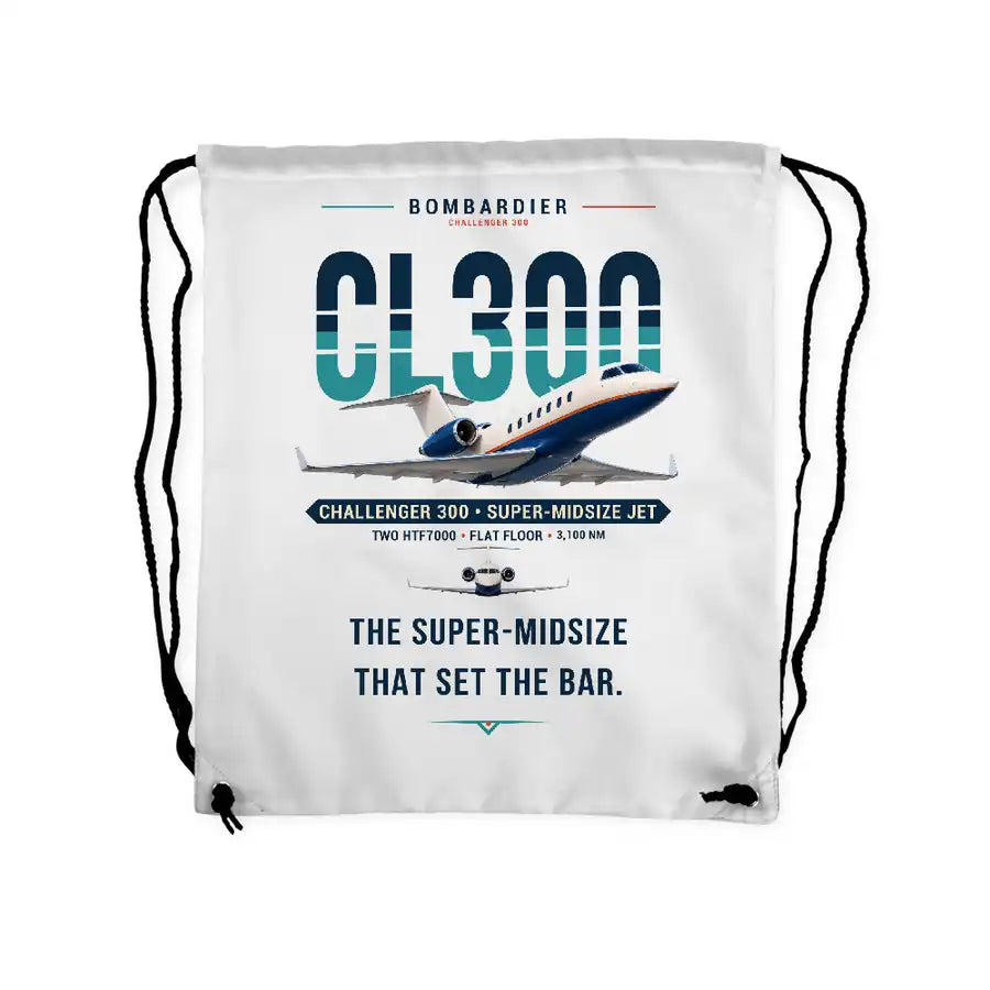 Bombardier Challenger 300 - Drawstring Bag - Original - White