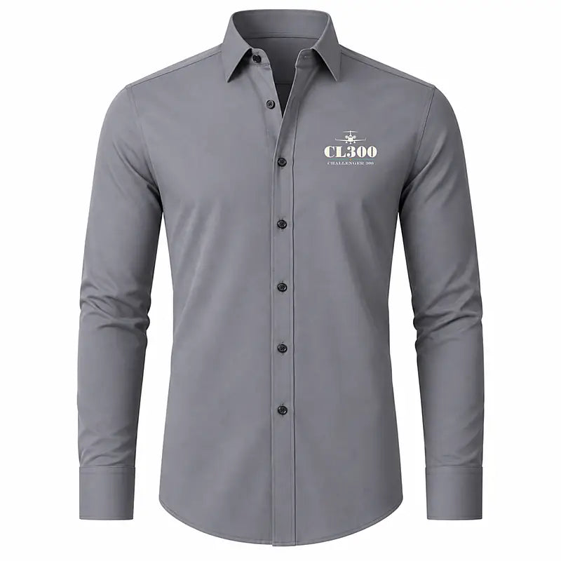Bombardier Challenger 300 - Long Sleeve Shirt - Heritage - Gray