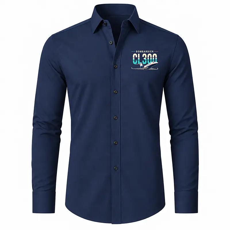 Bombardier Challenger 300 - Long Sleeve Shirt - Original - Dark Blue