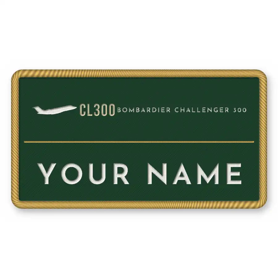 Bombardier Challenger 300 Patches - Rectangle + Name - Forest Gold