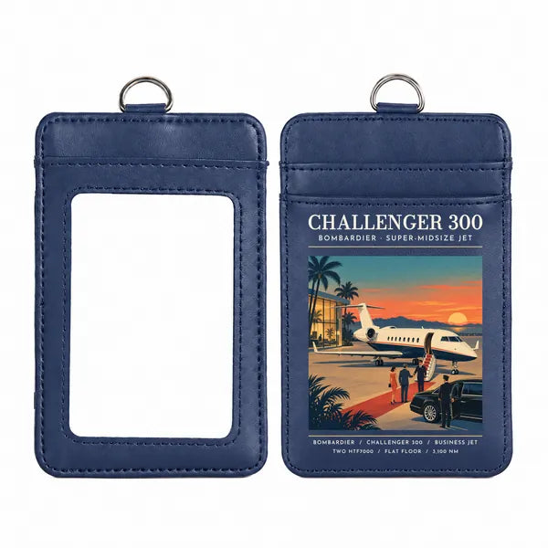Bombardier Challenger 300 - Poster - ID Card Holder - Navy Blue