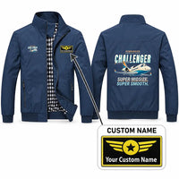 Thumbnail for Bombardier Challenger 300 Stylish Jackets - Stand Collar - Cartoon + Name - Navy Blue