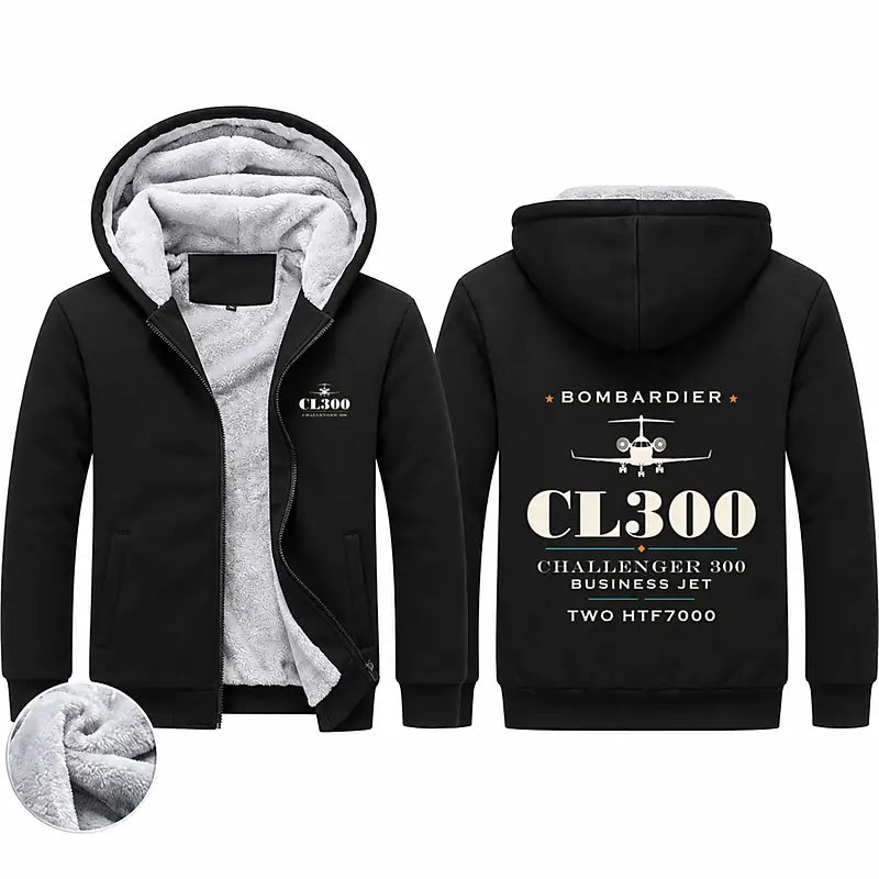 Bombardier Challenger 300 Zipped Sweatshirts - Heritage - Black