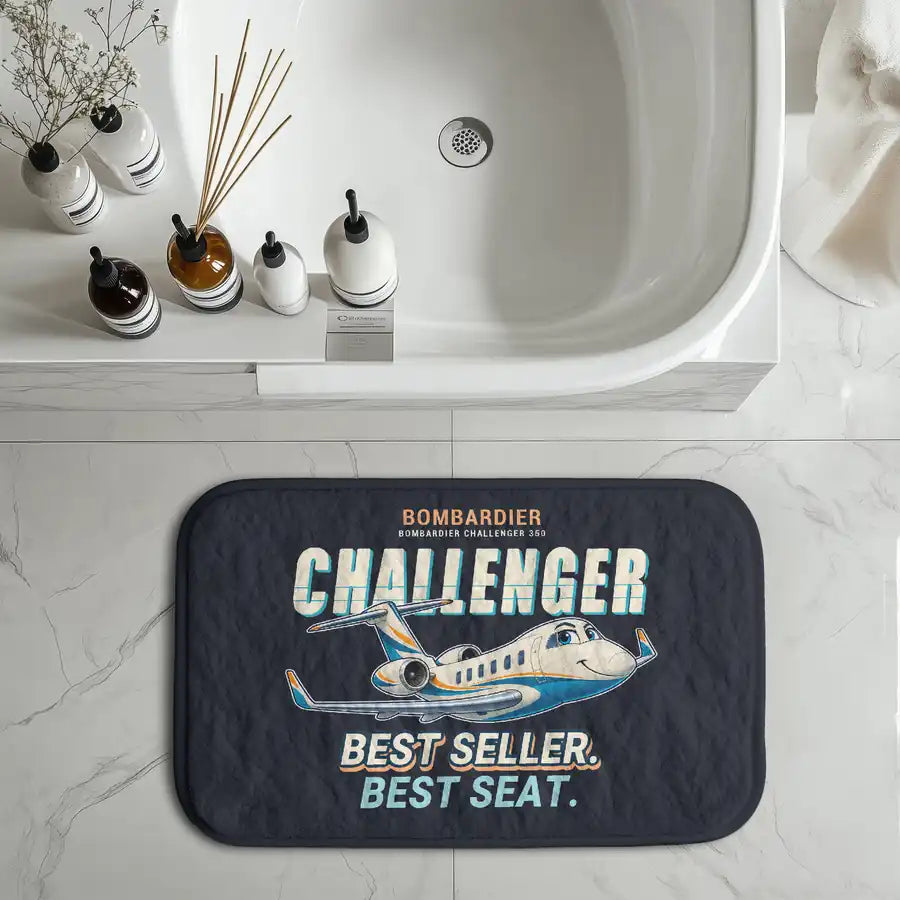 Bombardier Challenger 350 - Cartoon - Bath Mat