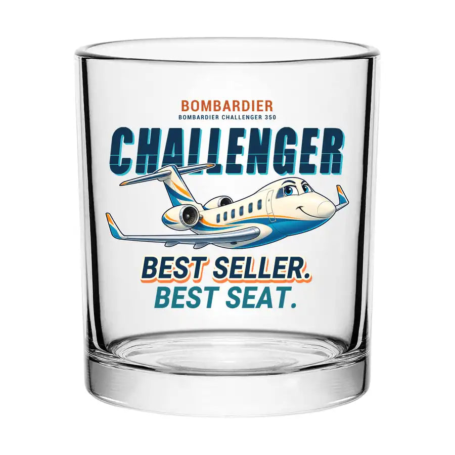 Bombardier Challenger 350 - Cartoon - Special Whiskey Glass