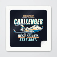 Thumbnail for Bombardier Challenger 350 - Cartoon - Square Sticker - Peel