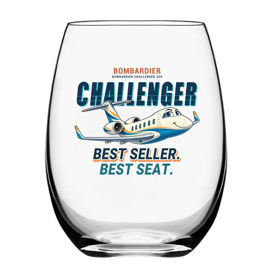 Bombardier Challenger 350 - Cartoon - Water & Drink Glass