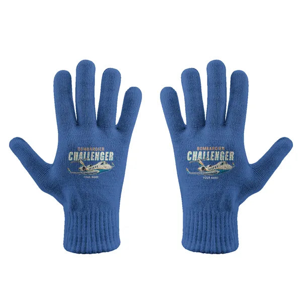 Bombardier Challenger 350 - Gloves - Full - Cartoon + Name - Blue