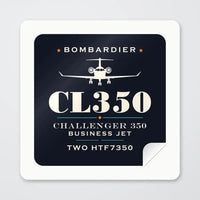 Thumbnail for Bombardier Challenger 350 - Heritage - Square Sticker - Peel