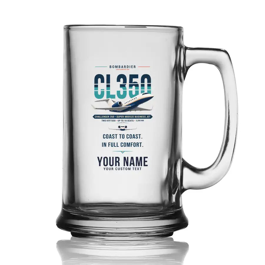 Bombardier Challenger 350 - Original + Name - Beer Glass with Holder