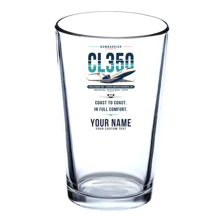 Bombardier Challenger 350 - Original + Name - Beer & Water Glass