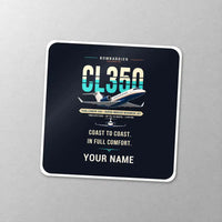 Thumbnail for Bombardier Challenger 350 - Original + Name - Square Sticker - Close-up