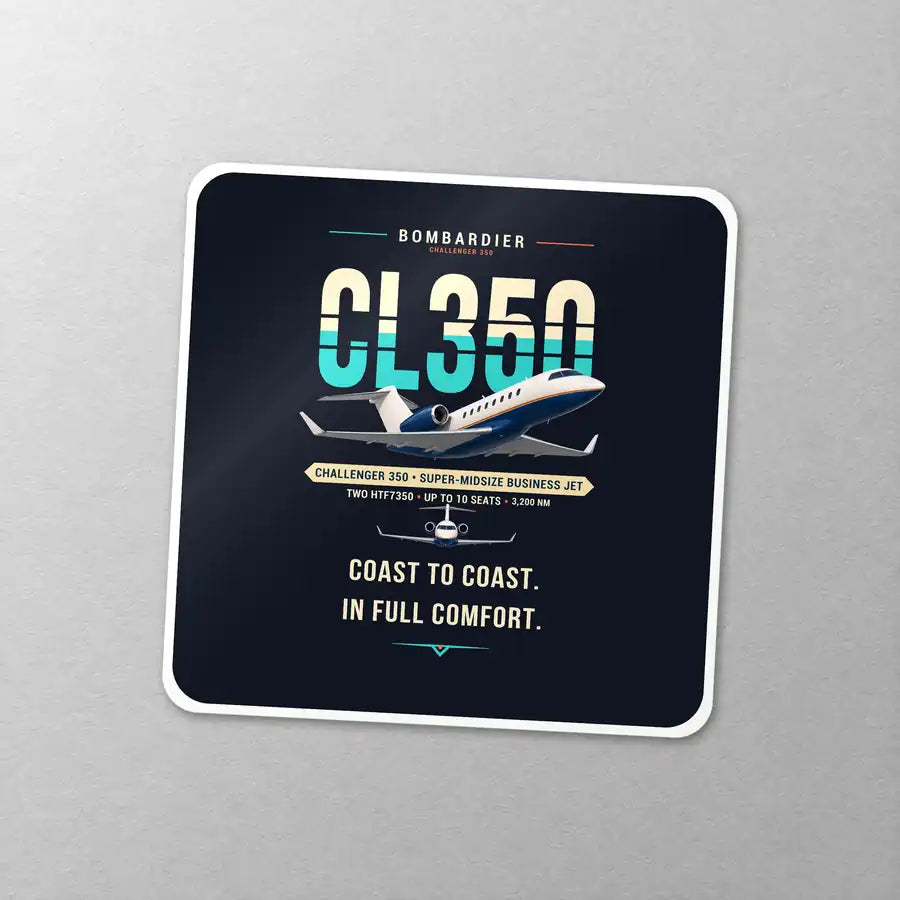 Bombardier Challenger 350 - Original - Square Sticker - Close-up