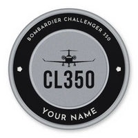 Thumbnail for Bombardier Challenger 350 Patches - Circle + Name - Black Silver