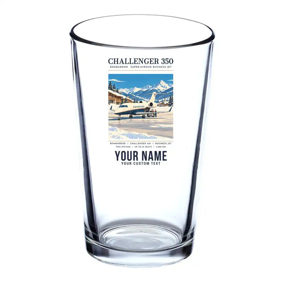 Bombardier Challenger 350 - Poster + Name - Beer & Water Glass