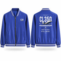 Thumbnail for Bombardier Challenger 350 Stylish Jackets - Baseball Collar - Original - Royal Blue
