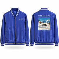 Thumbnail for Bombardier Challenger 350 Stylish Jackets - Baseball Collar - Poster - Royal Blue