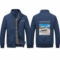 Thumbnail for Bombardier Challenger 350 Stylish Jackets - Stand Collar - Poster - Navy Blue