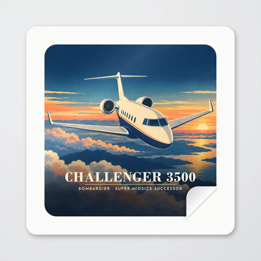 Bombardier Challenger 3500 - 3D - Square Sticker - Peel