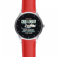 Thumbnail for Bombardier Challenger 3500 - Cartoon + Name - Leather Strap - Red Leather Strap