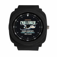 Thumbnail for Bombardier Challenger 3500 - Cartoon + Name - Rubber Strap - Black