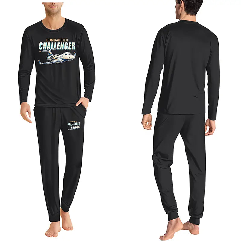 Bombardier Challenger 3500 - Men Pajamas - Cartoon Chest - Black