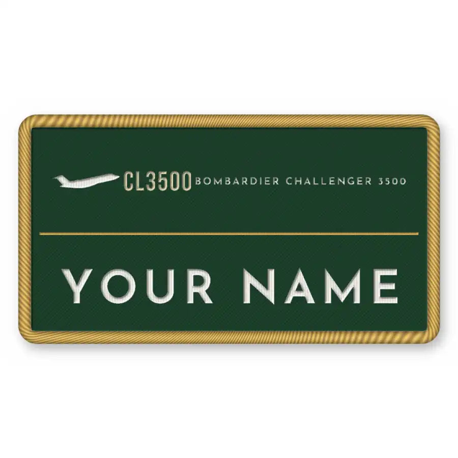 Bombardier Challenger 3500 Patches - Rectangle + Name - Forest Gold