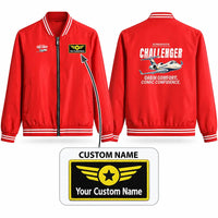 Thumbnail for Bombardier Challenger 3500 Stylish Jackets - Baseball Collar - Cartoon + Name - Red